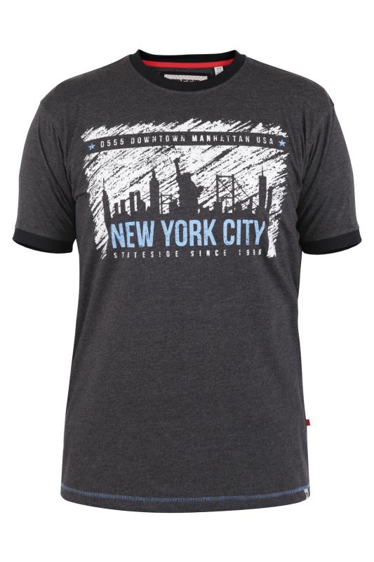 D555 Big & Tall Charcoal New York Stateside Printed T-Shirt 2