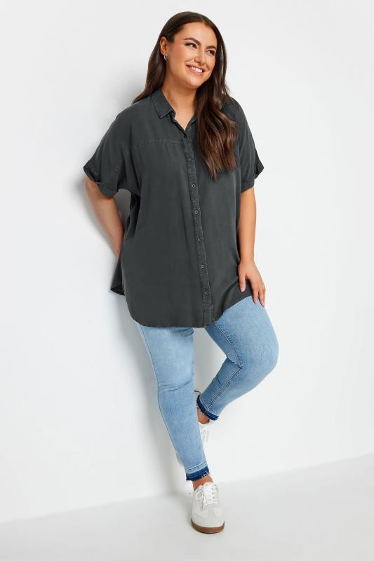 YOURS 2 PACK Plus Size Blue & Black Chambray Shirts | Yours Clothing 4