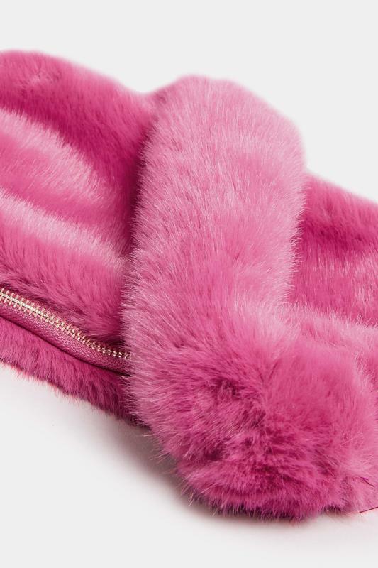 Pink Faux Fur Knot Handle Bag | Yours Clothing 4
