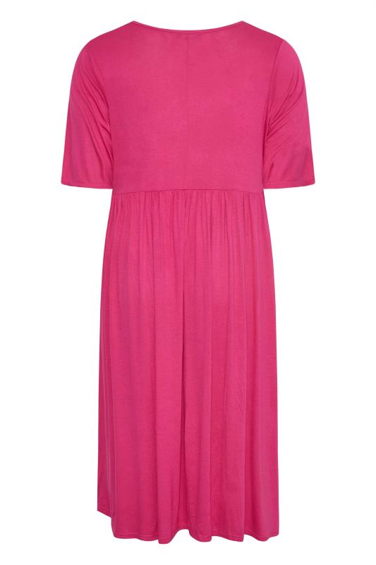 LIMITED COLLECTION Curve Hot Pink Midaxi Smock Dress 7