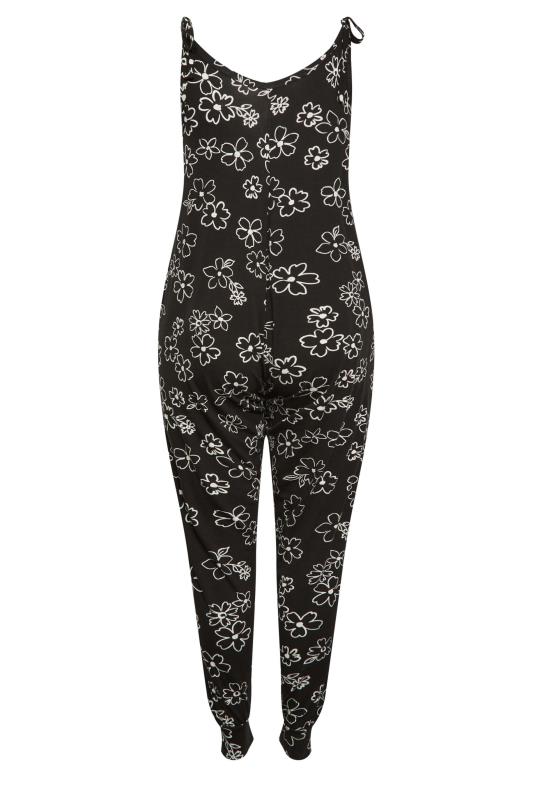 BUMP IT UP MATERNITY Plus Size Black Floral Print Jumpsuit | Yours Clothing 7