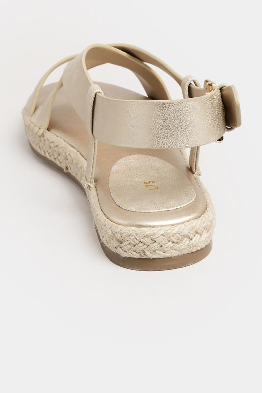 LTS Gold Espadrille Crossover Strap Sandals In Standard Fit | Long Tall Sally  4