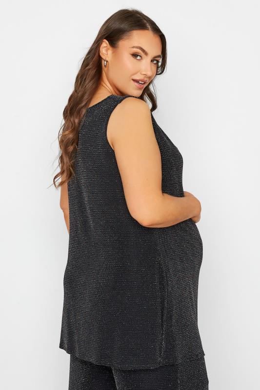 BUMP IT UP MATERNITY Curve Black Glitter Cowl Neck Top | Yours Clothing 3