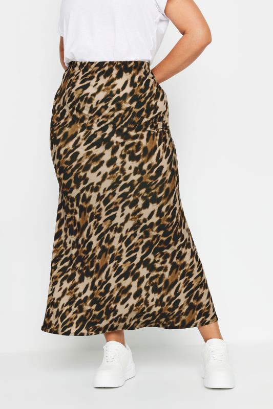 LIMITED COLLECTION Plus Size Natural Brown Leopard Print Maxi Skirt | Yours Clothing  3
