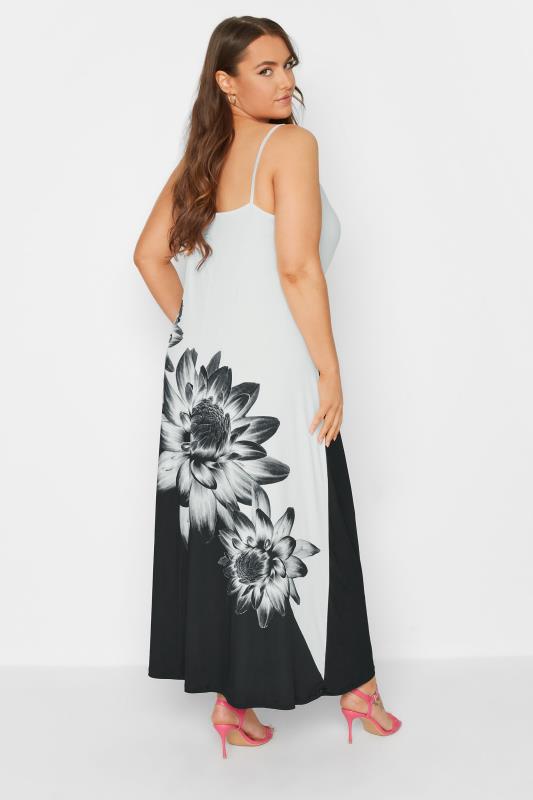 Plus Size White Floral Print Colour Block Maxi Dress | Yours Clothing  3