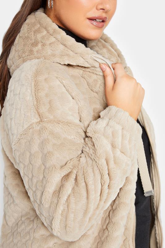 YOURS LUXURY Plus Size Beige Brown Heart Faux Fur Jacket  | Yours Clothing 6