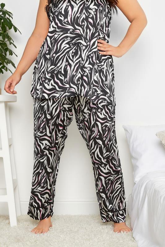 Plus Size  YOURS Curve Black Animal Print Satin Pyjama Bottoms