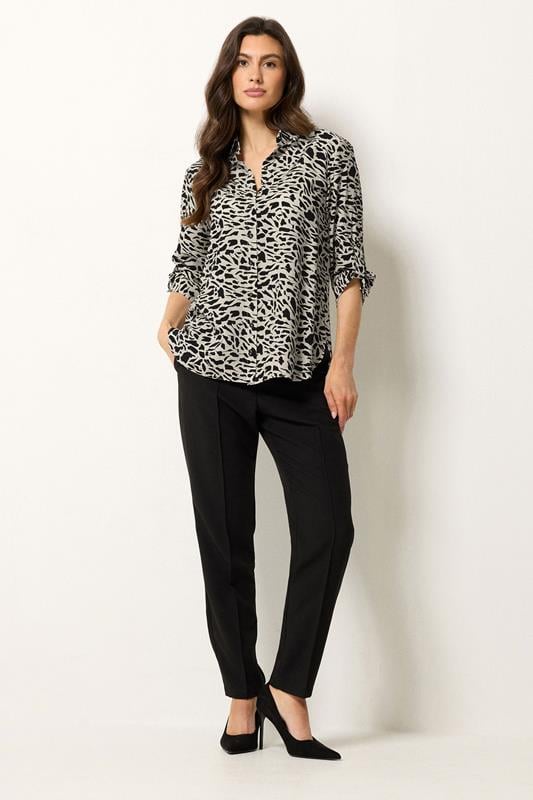 M&Co White & Black Abstract Tab Sleeve Shirt  1