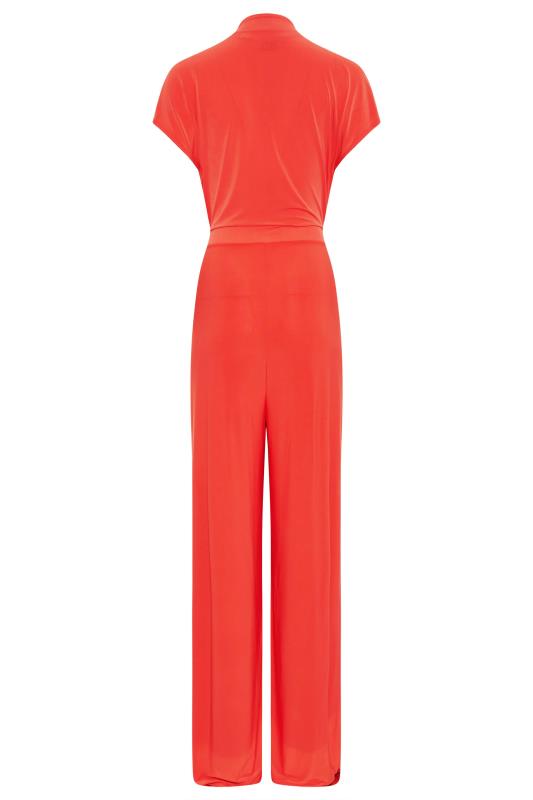 LTS Tall Coral Orange Wrap Jumpsuit 7