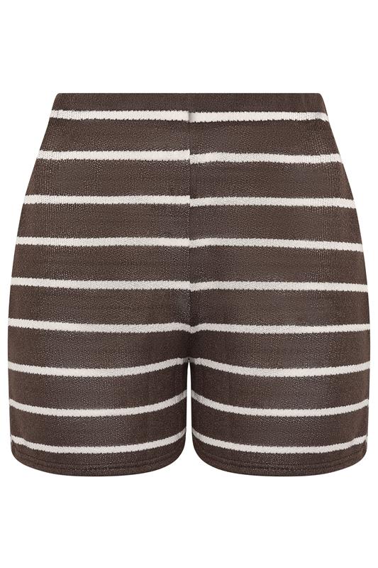 LIMITED COLLECTION Plus Size Chocolate Brown Stripe Crochet Shorts