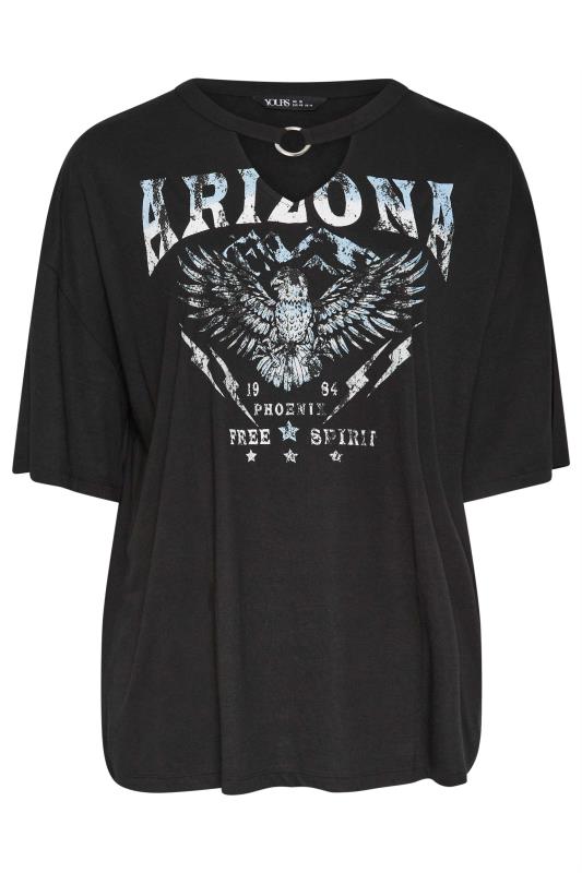 YOURS Plus Size Black 'Arizona' Print Ring Detail T-Shirt | Yours Clothing  5