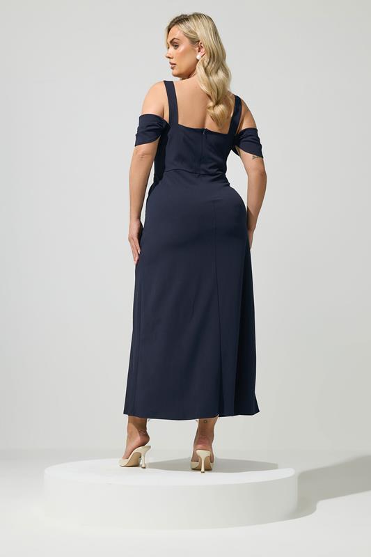 YOURS LONDON Plus Size Navy Blue Cold Shoulder Maxi Dress | Yours Clothing 2