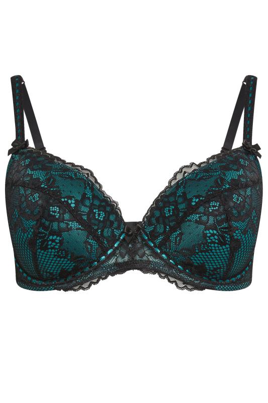 YOURS Plus Size Teal Blue Lace Padded Balcony Bra | Yours Clothing 6