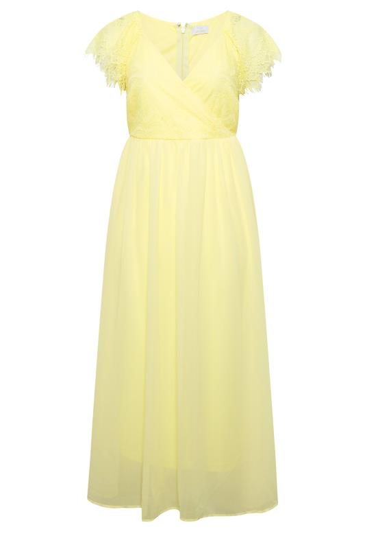 YOURS LONDON Plus Size Yellow Lace Detail Wrap Maxi Dress | Yours Clothing 6