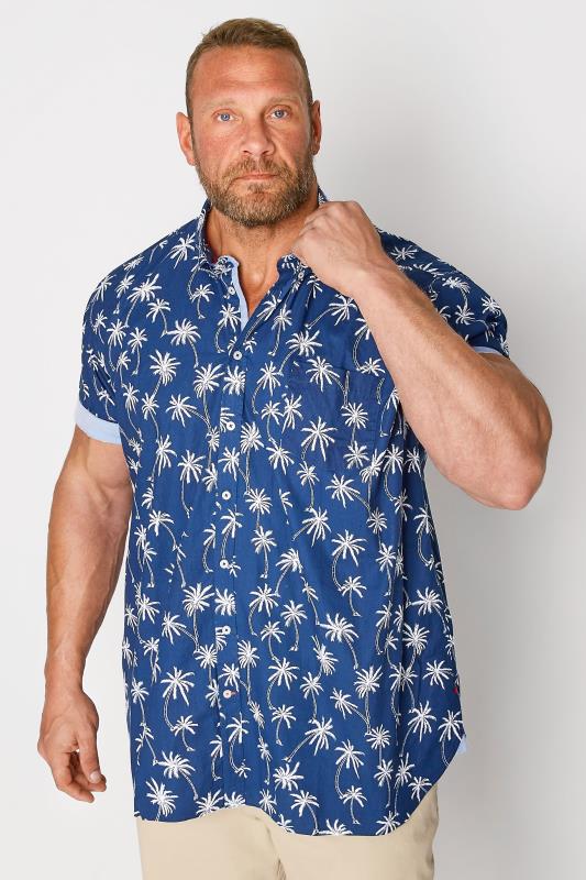 D555 Big & Tall Navy Blue Palm Tree Shirt 1