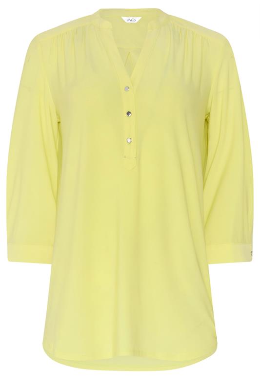 M&Co Yellow Half Placket Collarless Shirt | M&Co 5