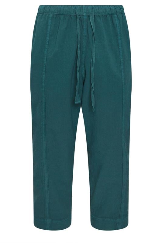 YOURS Plus Size Teal Green Cool Cotton Barrel Leg Denim Trousers | Yours Clothing 5