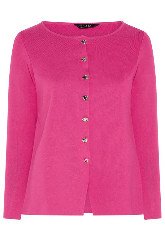 LIMITED COLLECTION Plus Size Cobalt Pink Compacted Knit Cardigan | Yours Clothing 6