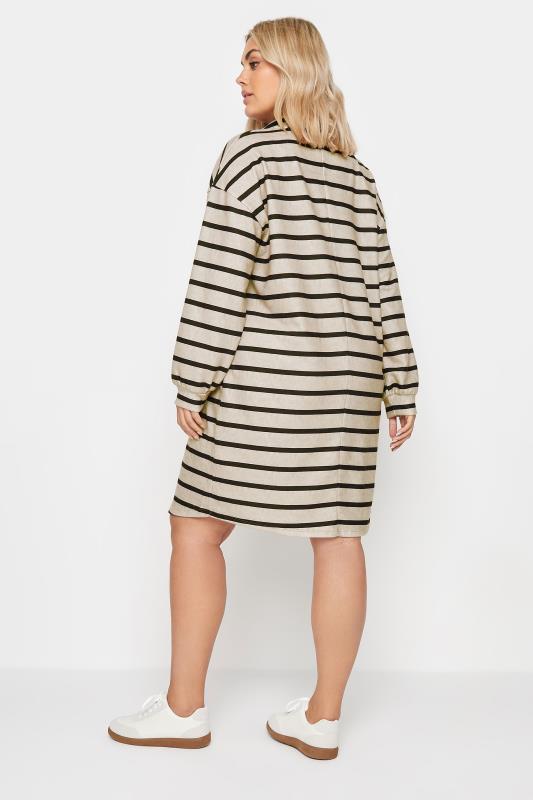 YOURS Plus Size Beige Brown & Black Stripe Soft Touch Jumper Dress | Yours Clothing 3