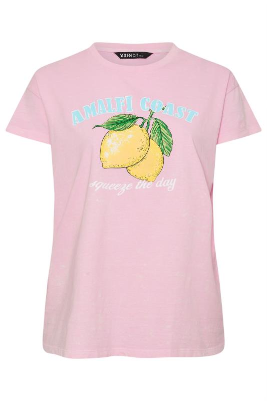 YOURS Plus Size Pink 'Amalfi Coast' Slogan T-Shirt | Yours Clothing 5