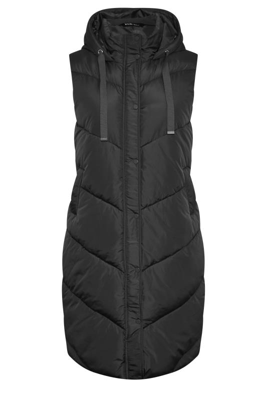 YOURS Curve Black Quilted Longline Hooded Gilet | Yours Clothing 7