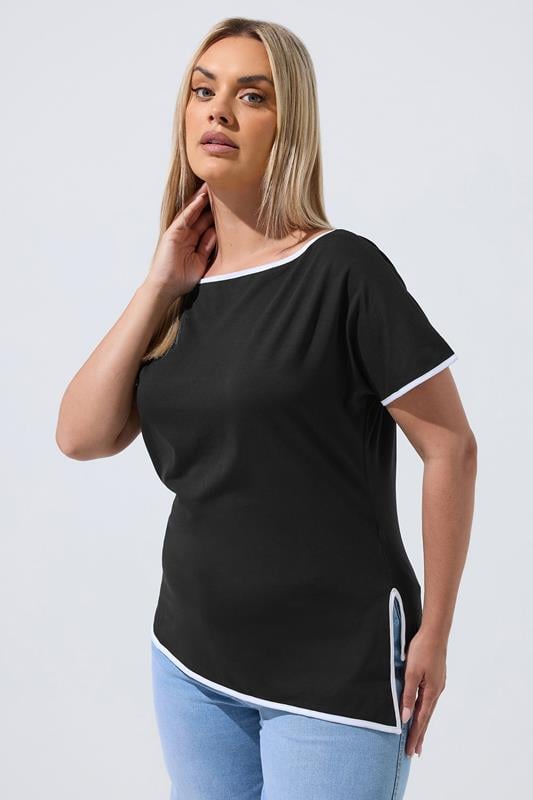  Limited Collection Oberteil in Schwarz mit Kontrastbesatz