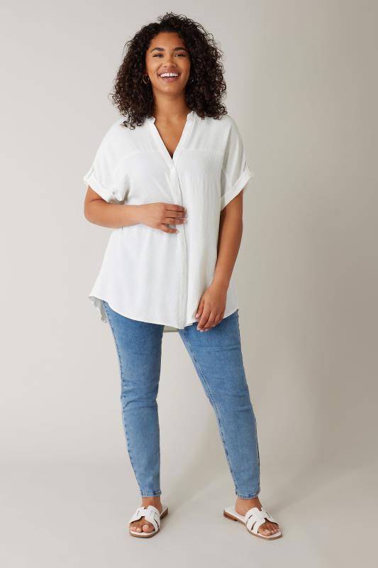 EVANS Plus Size White Short Sleeve Blouse | Evans  2