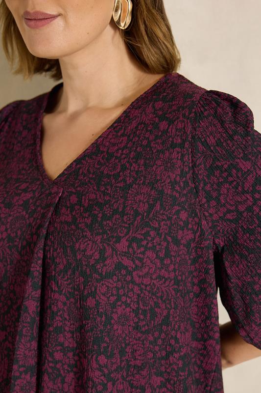 EVANS Plus Size Black & Red Ditsy Floral Top | Evans 4