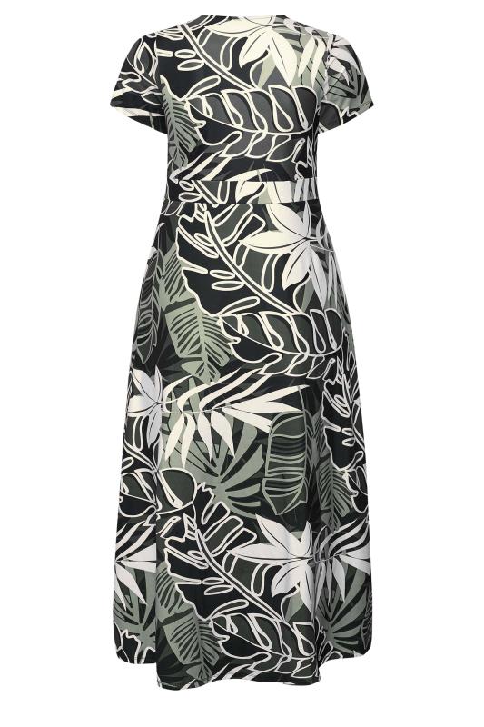 Curve Black Leaf Print Maxi Dress 7