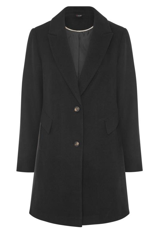 Plus Size Black Longline Midi City Coat | Yours Clothing 6