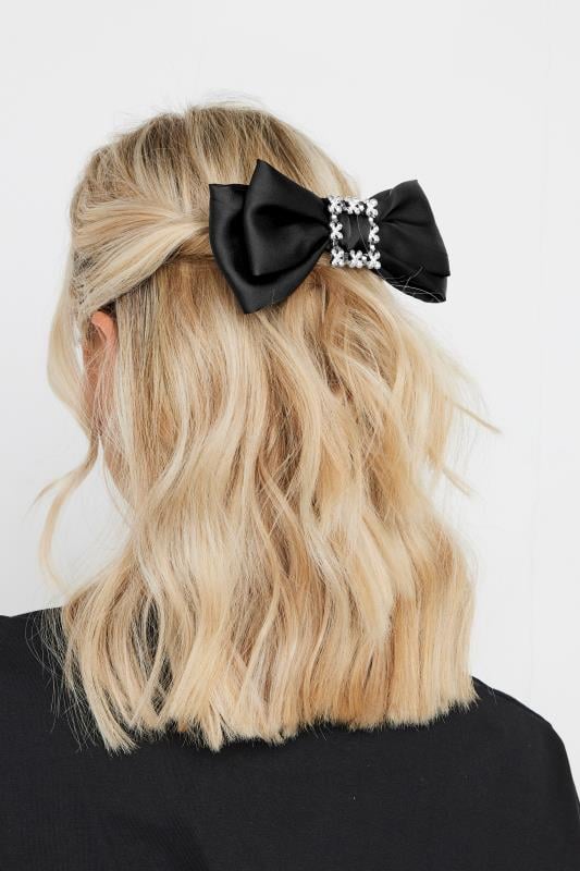  Black Bow Diamante Hair Clip