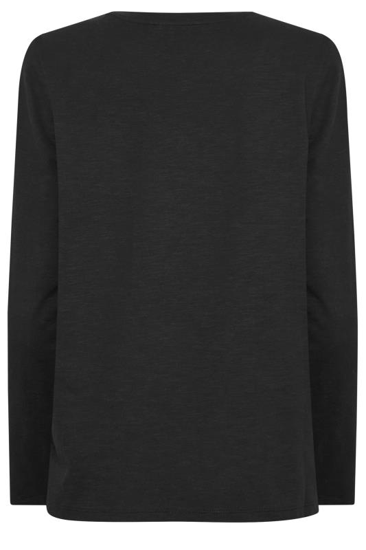 M&Co Black V-Neck Long Sleeve Cotton Blend T-Shirt | M&Co 7