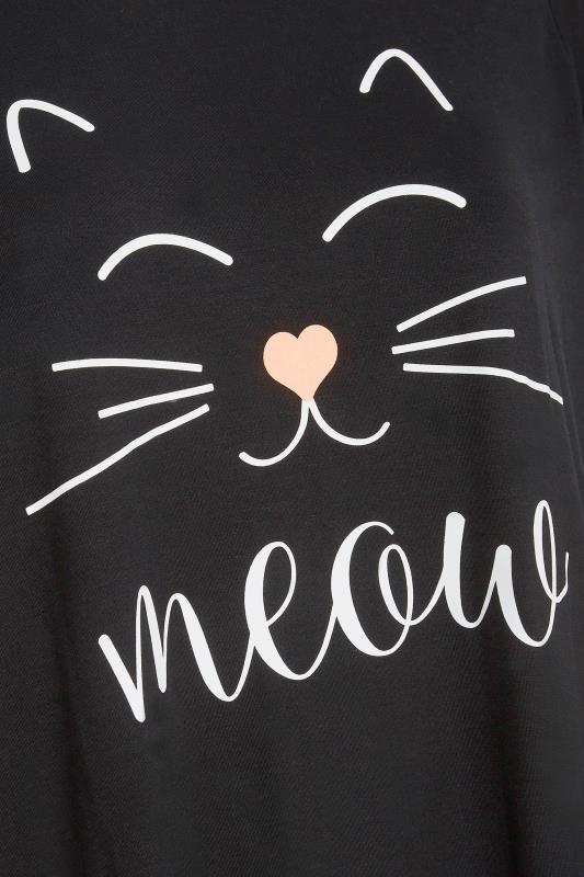 Black 'Meow' Slogan Printed T-Shirt_S.jpg