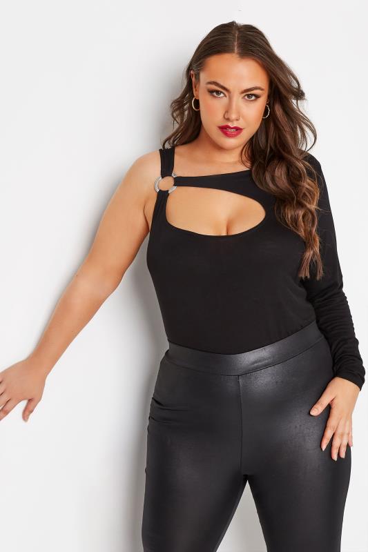 LIMITED COLLECTION Plus Size Black Ring Cut Out Bodysuit | Yours Clothing 5