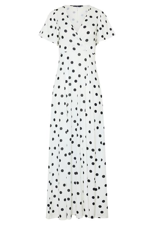 LTS Tall Women's White Polka Dot Wrap Maxi Dress | Long Tall Sally 5