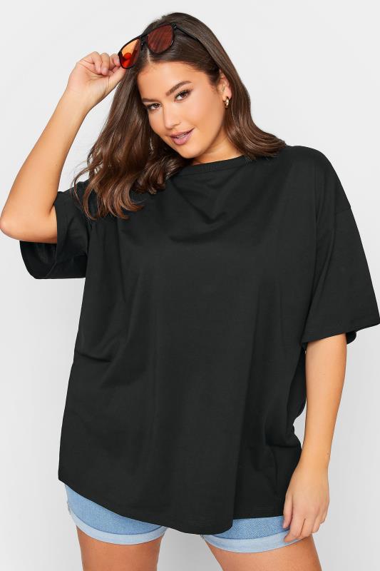 Plus Size Black Oversized Boxy T-Shirt | Yours Clothing 1