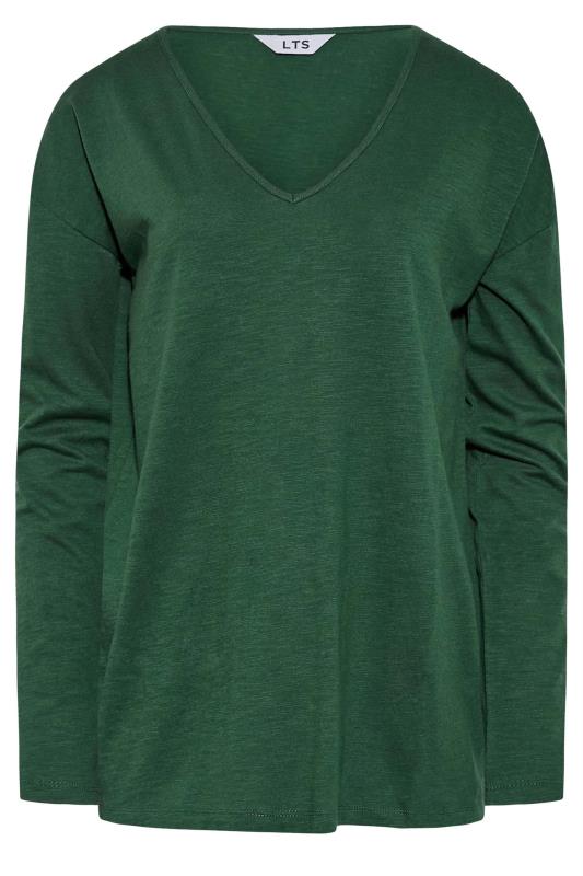 LTS Tall Women's Forest Green V-Neck Long Sleeve Cotton T-Shirt | Long Tall Sally 5