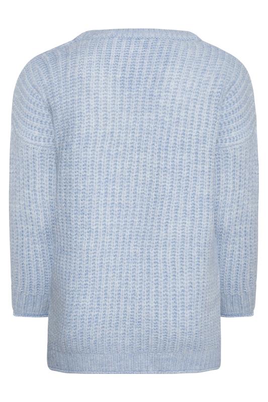 Plus Size Curve Blue V-Neck Knitted Jumper | Yours Clothing  7