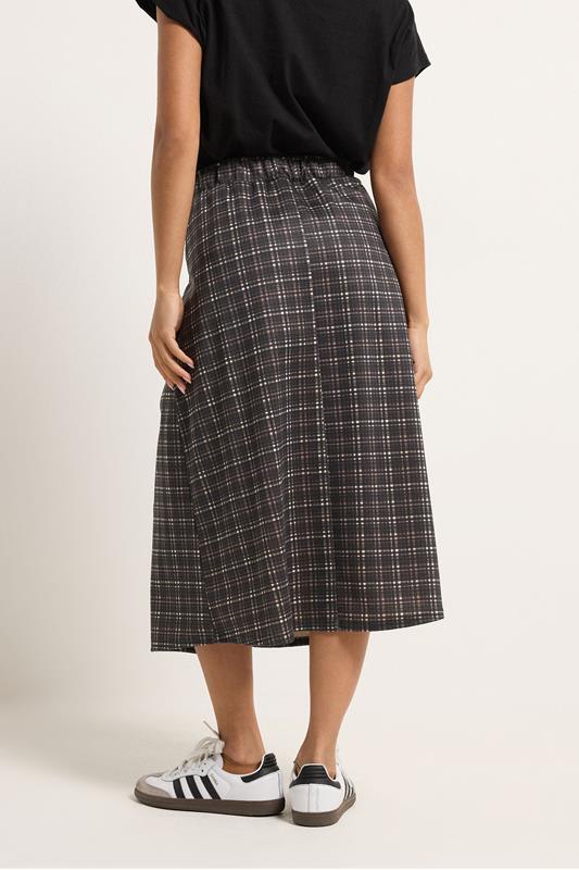 PixieGirl Petite Women's Chocolate Brown Check Midi Skirt | PixieGirl 2