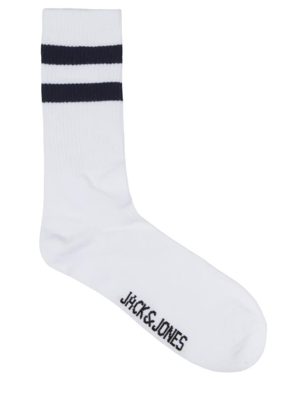 JACK & JONES White & Navy 3 Pack Striped Tennis Socks | BadRhino 4