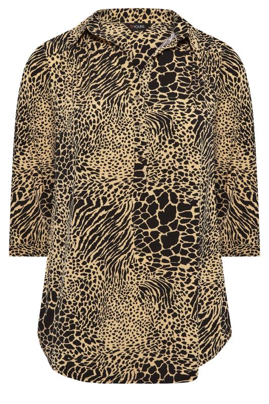 Plus Size Black & Beige Brown Animal Print Blouse | Yours Clothing 6