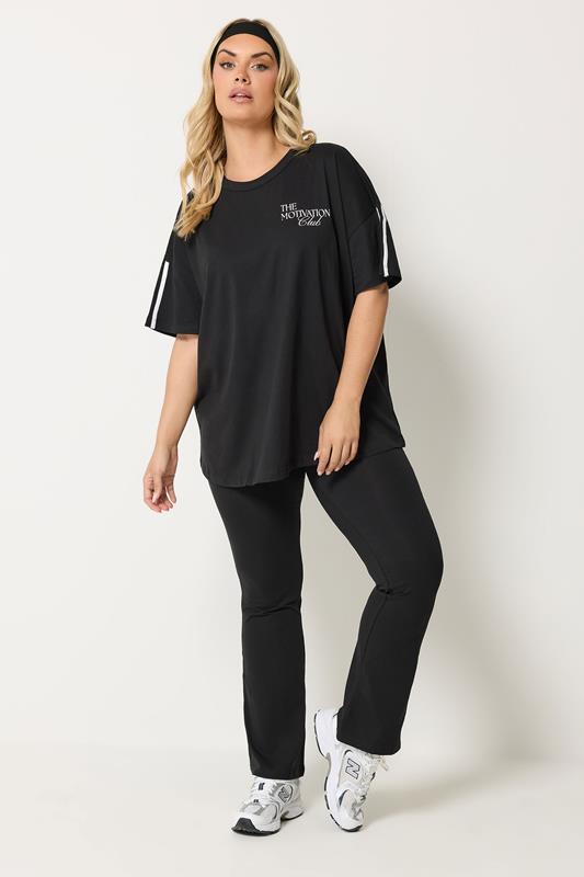 YOURS Plus Size Black Active Flared Leggings | Yours Clothing 1