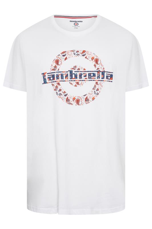 LAMBRETTA Big & Tall Plus Size White 'Lambretta'  Slogan T-Shirt | BadRhino  3