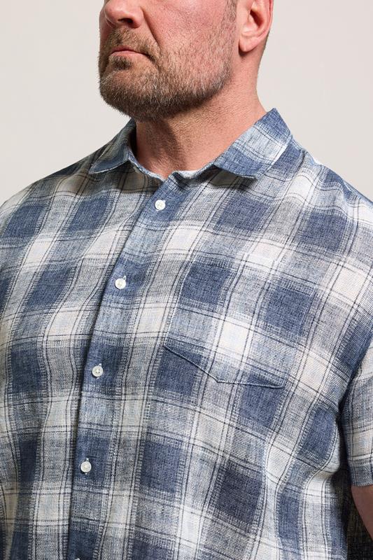 BadRhino Big & Tall Blue Check Print Short Sleeve Shirt | BadRhino 5