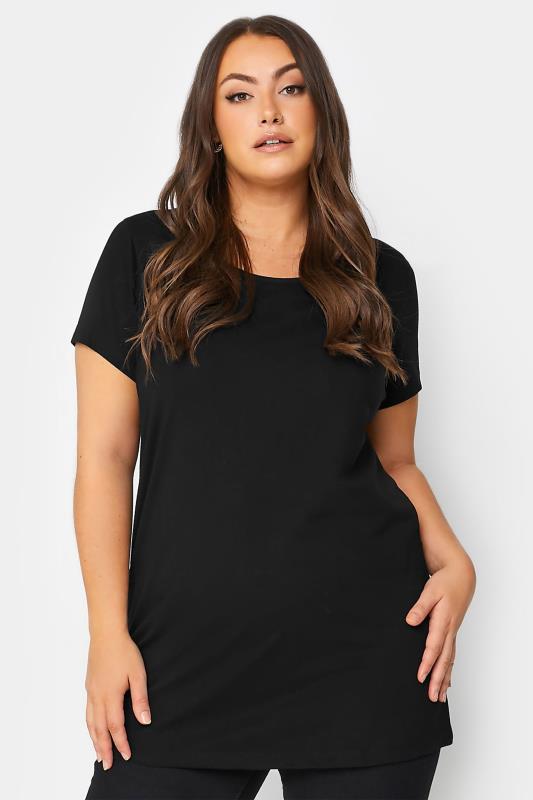 Basic T-Shirts & Vests YOURS Curve Black Longline T-Shirt
