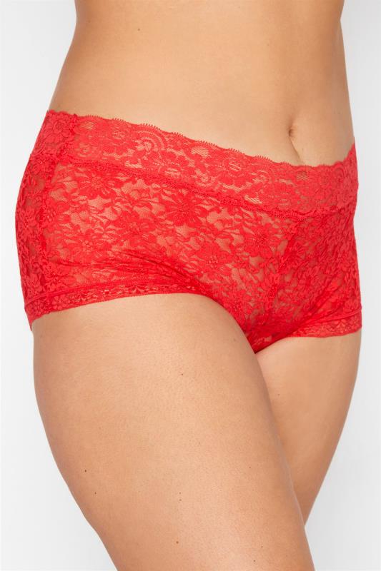 Plus Size Red Lace Triangle Bralette Lingerie Set | Yours Clothing 3