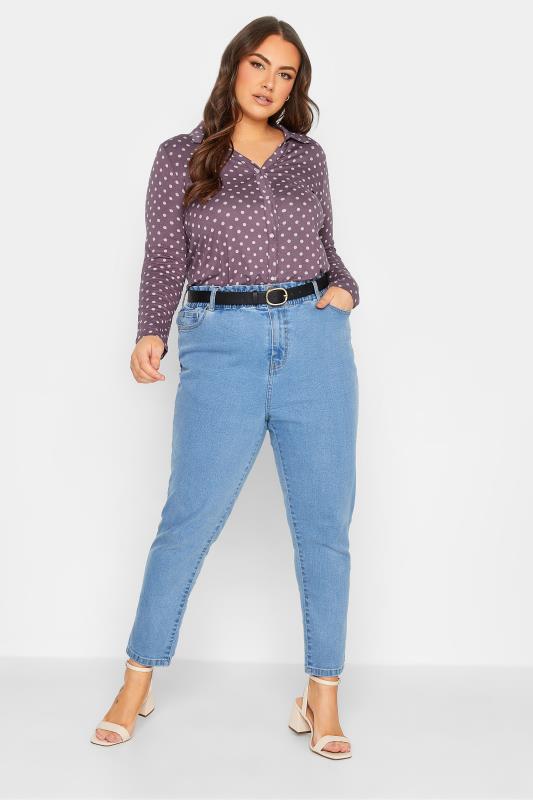 Curve Purple Polka Dot Shirt | Yours Clothing 2
