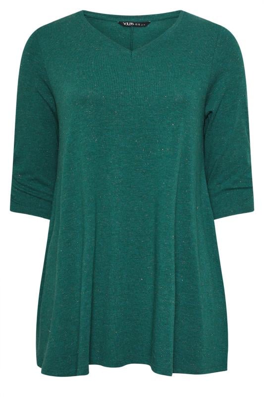 YOURS Plus Size Green Metallic Top | Yours Clothing 6