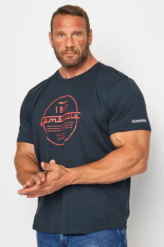 Men's  LAMBRETTA Big & Tall Navy Blue Circular Logo Print T-Shirt