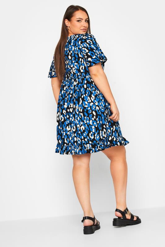 LIMITED COLLECTION Curve Plus Size Blue Leopard Print Mini Dress | Yours Clothing  3